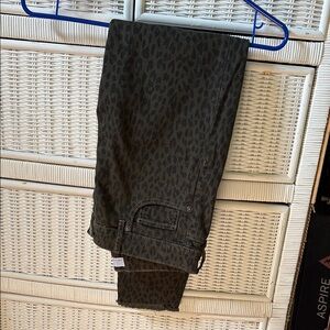 LOFT Dark Green Cheetah Skinny Jeans